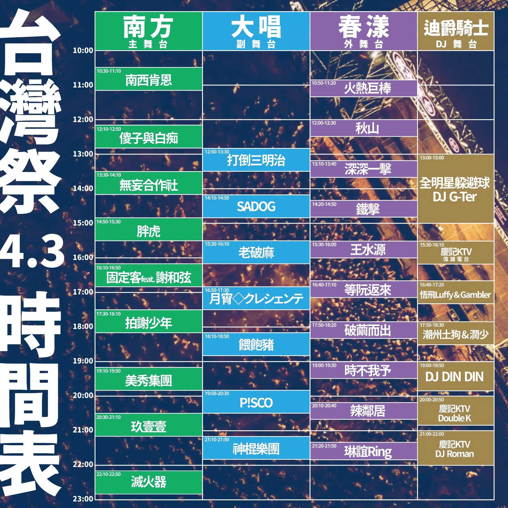 2022台灣祭演出時間表。圖/台灣祭粉專提供。