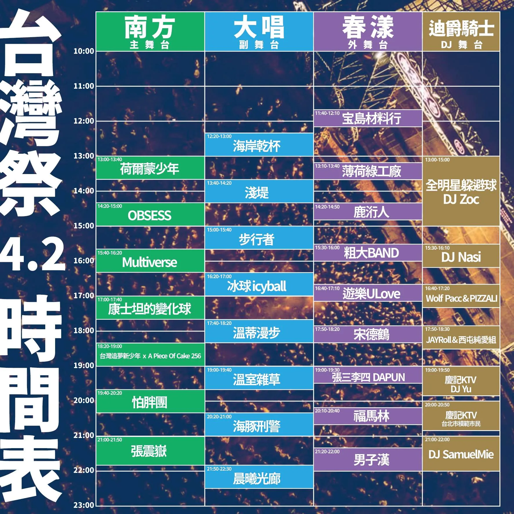 2022台灣祭演出時間表。圖/台灣祭粉專提供。
