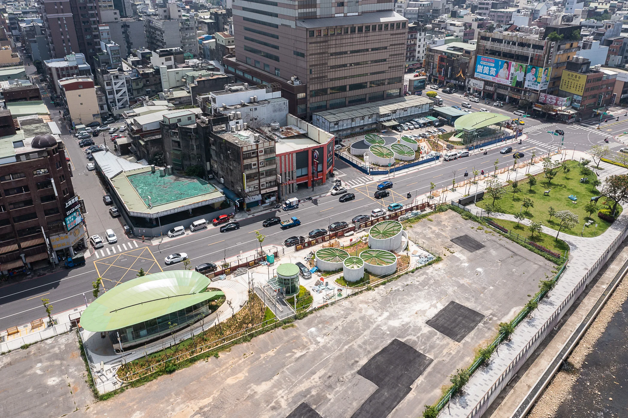 機場捷運A22老街溪站空拍圖。桃園市政府捷運工程局提供