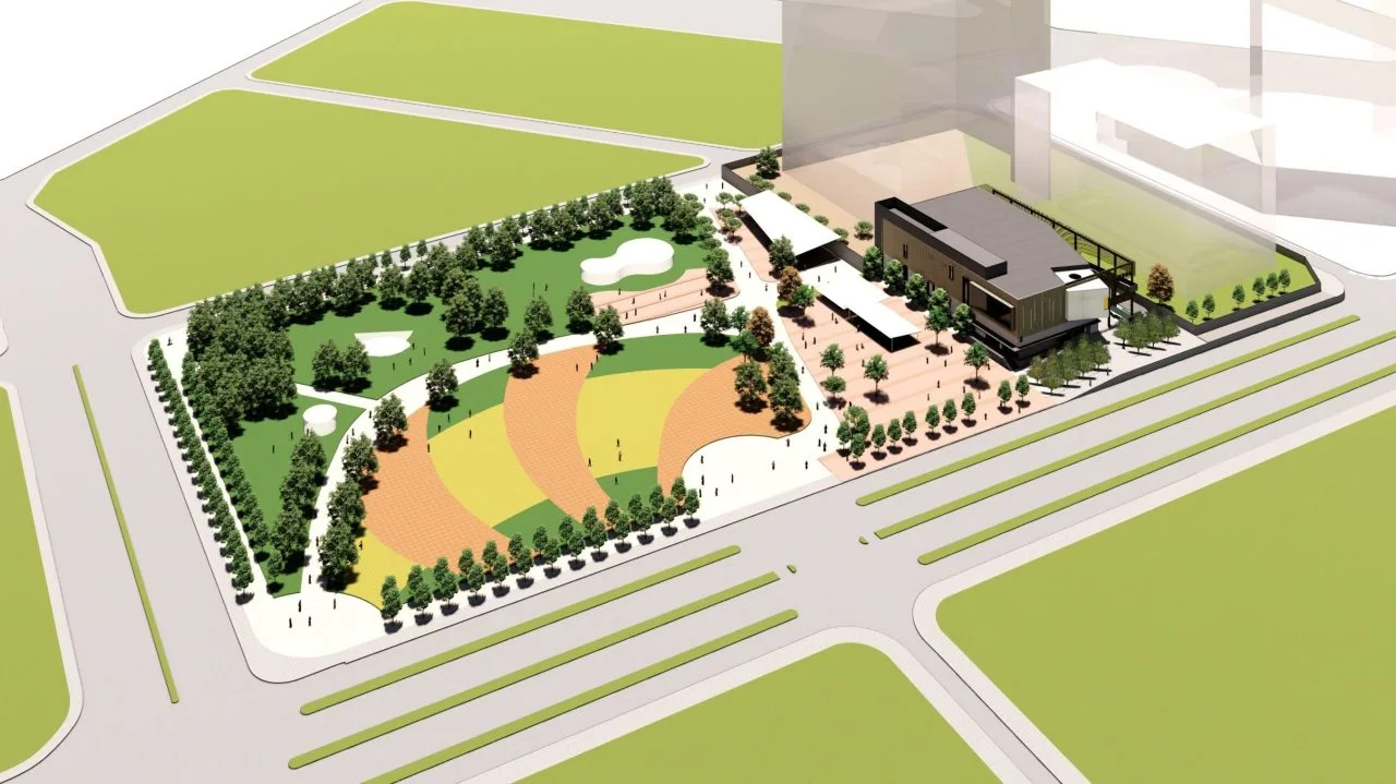 世界客家博覽會世界館與周邊模擬圖曝光。桃園市政府新建工程處提供