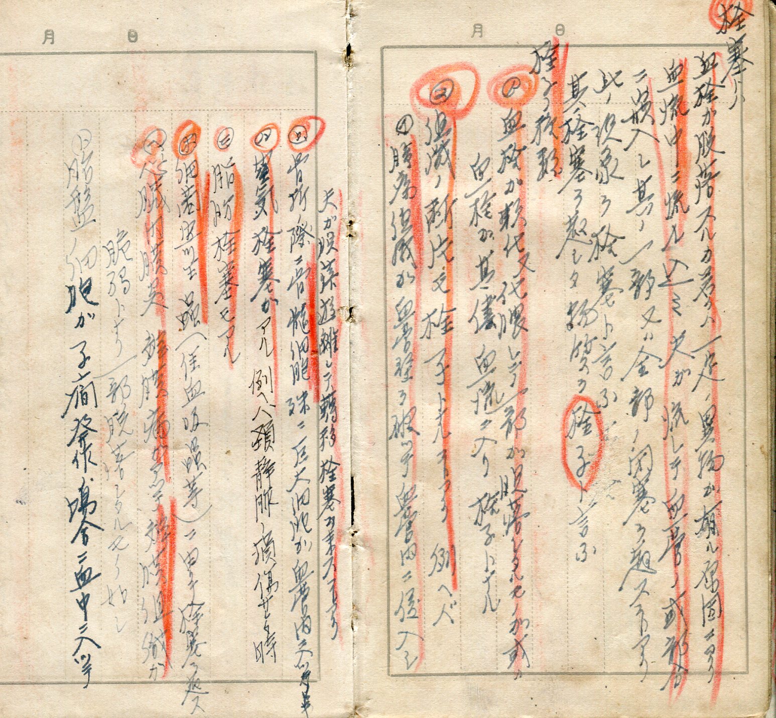 日治時期的乙種醫師檢定制度培養了不少偏鄉醫師，圖為已故醫師周廷鑫生前寫的醫療筆記。何來美攝影