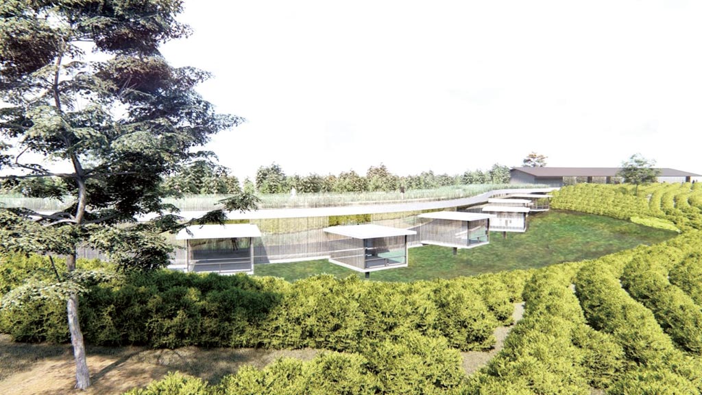 台灣客家茶文化館建築與當地地景結合。桃園市客家局提供