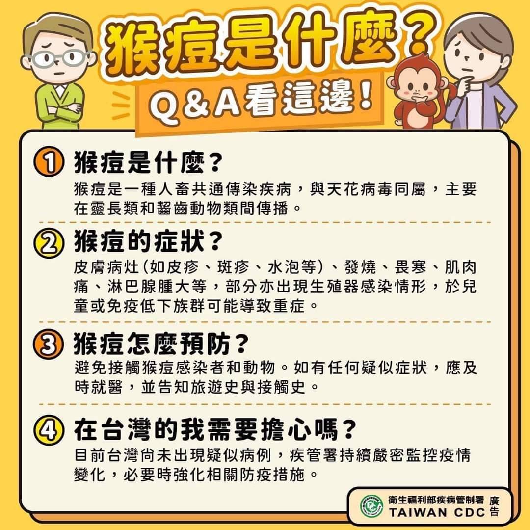 衛福部公布猴痘防範指引。