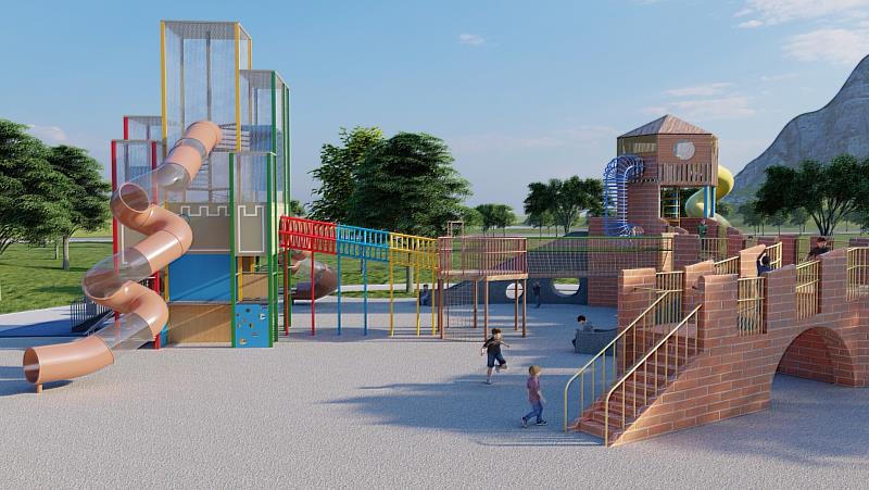 內埔鄉六堆紀念公園「共融遊戲場」示意圖。