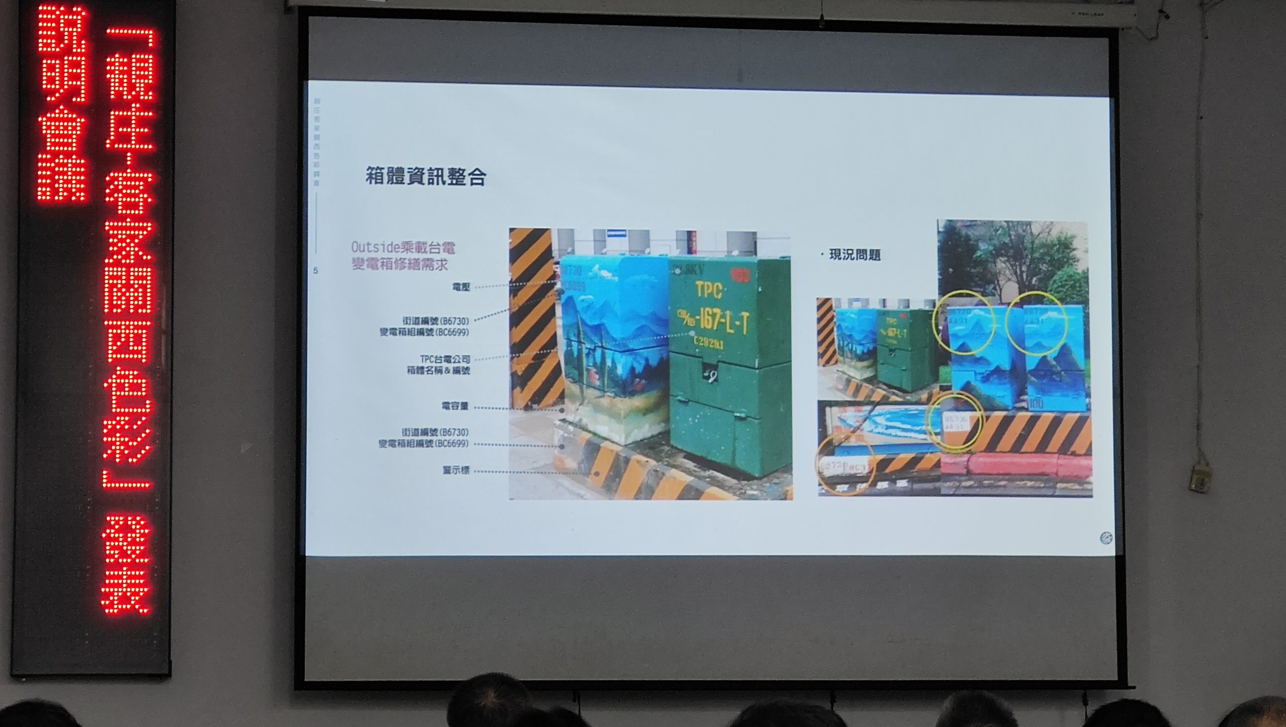 「靚庄-客家關西色彩成果發表說明會」以台電變電箱色彩美學改造為例。蘇佑昇攝
