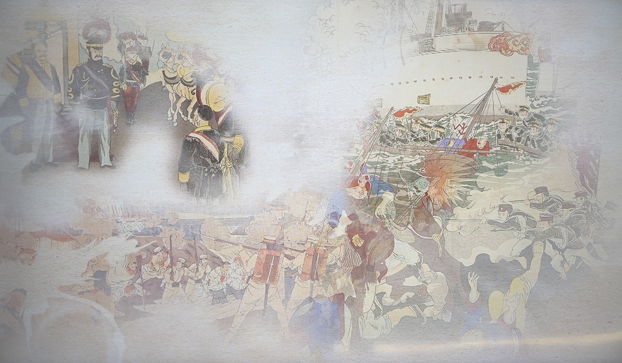 乙未保台紀念館展示的動態意象。翻攝畫面