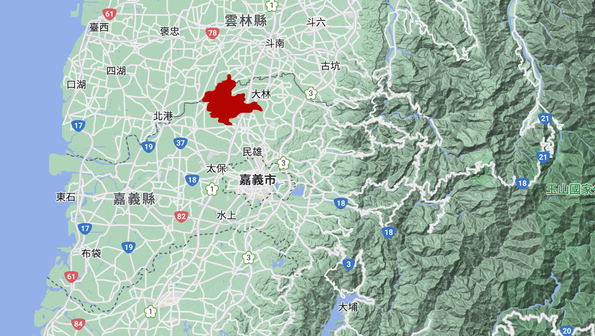 嘉義縣溪口鄉有41%的客家人。翻攝Google map