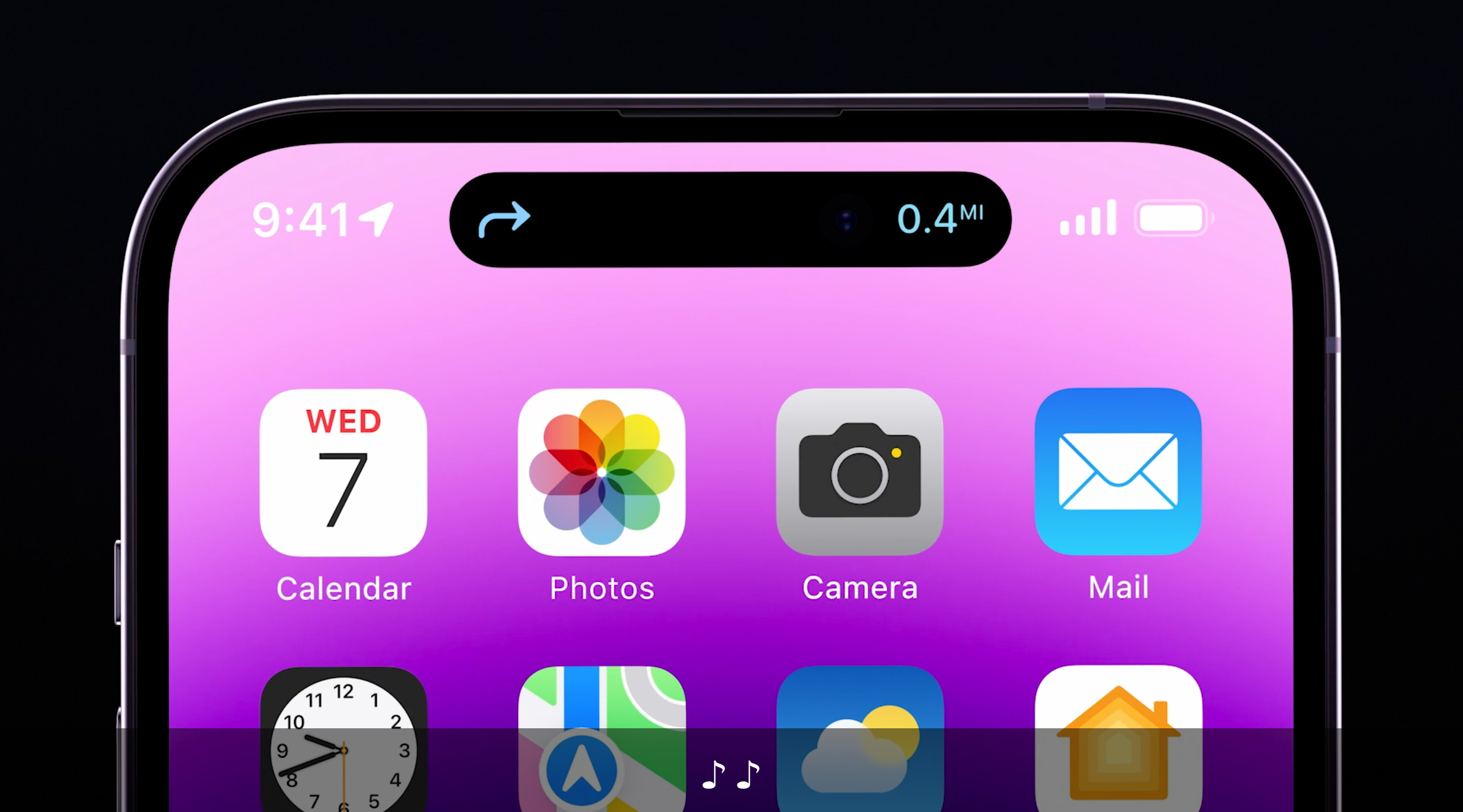 iPhone 14 Pro 的「彈性膠囊」會隨使用情境改變形狀。