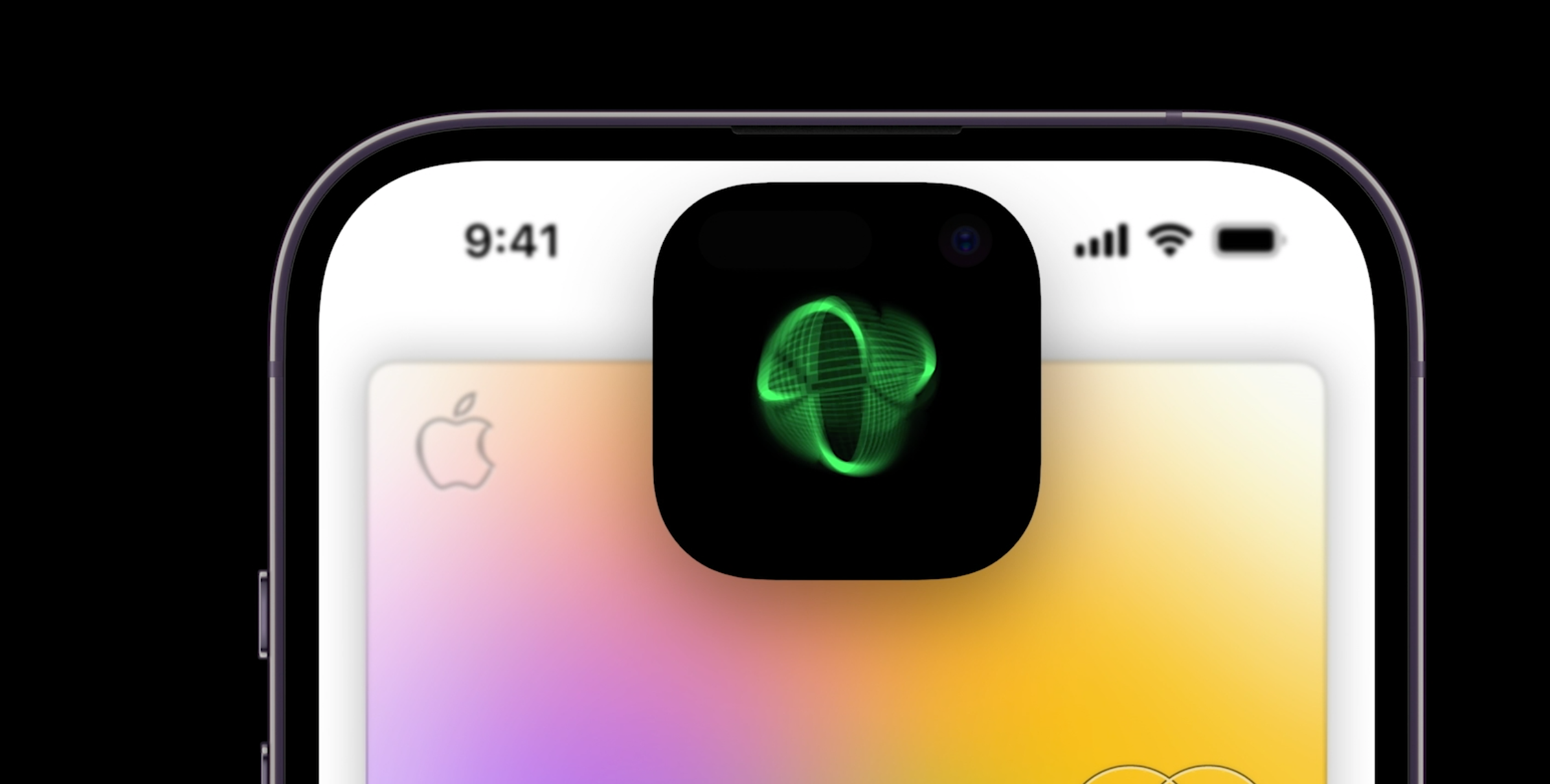 iPhone 14 Pro 的「彈性膠囊」收到訊息時的變化。
