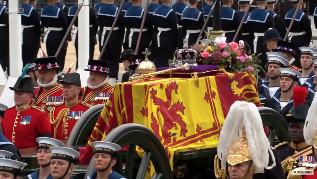 英國女王伊莉莎白二世今天國葬,儀式莊嚴隆重。翻攝BBC