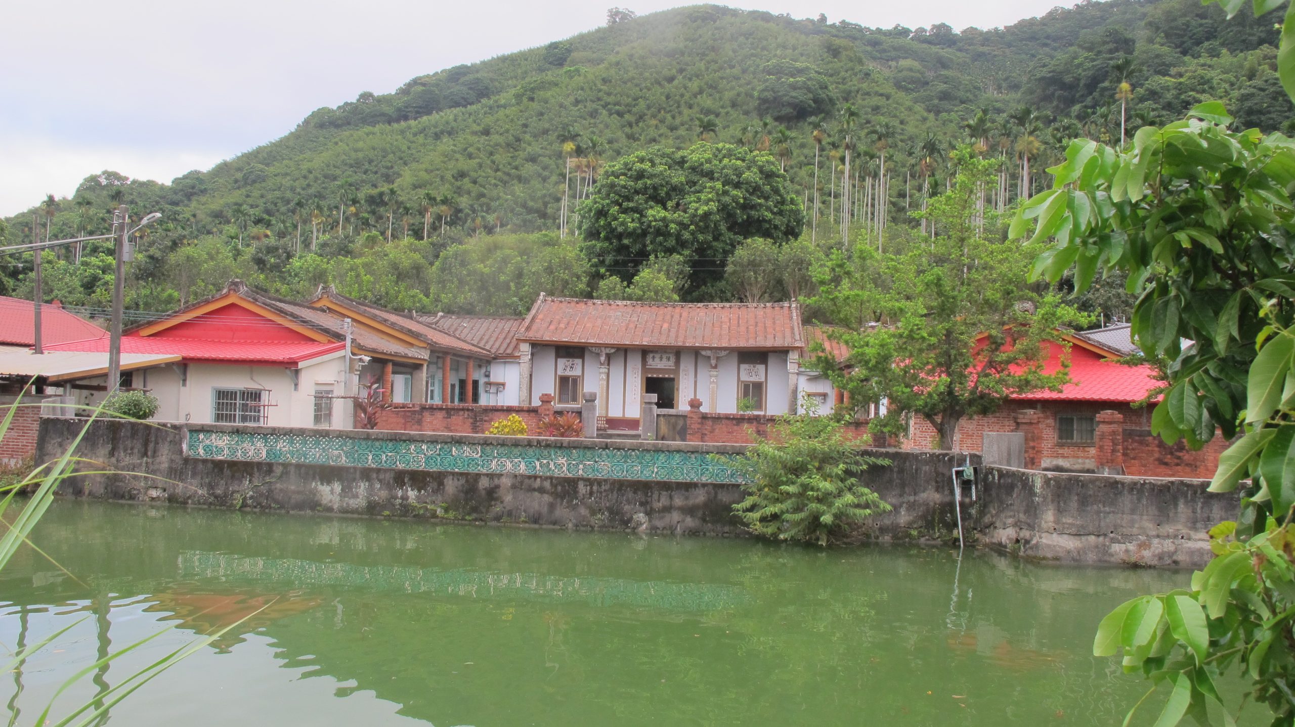 公館河排東羅屋客家三合院，依山傍水，風光秀麗，屋後是柿子園、檳榔園。何來美攝