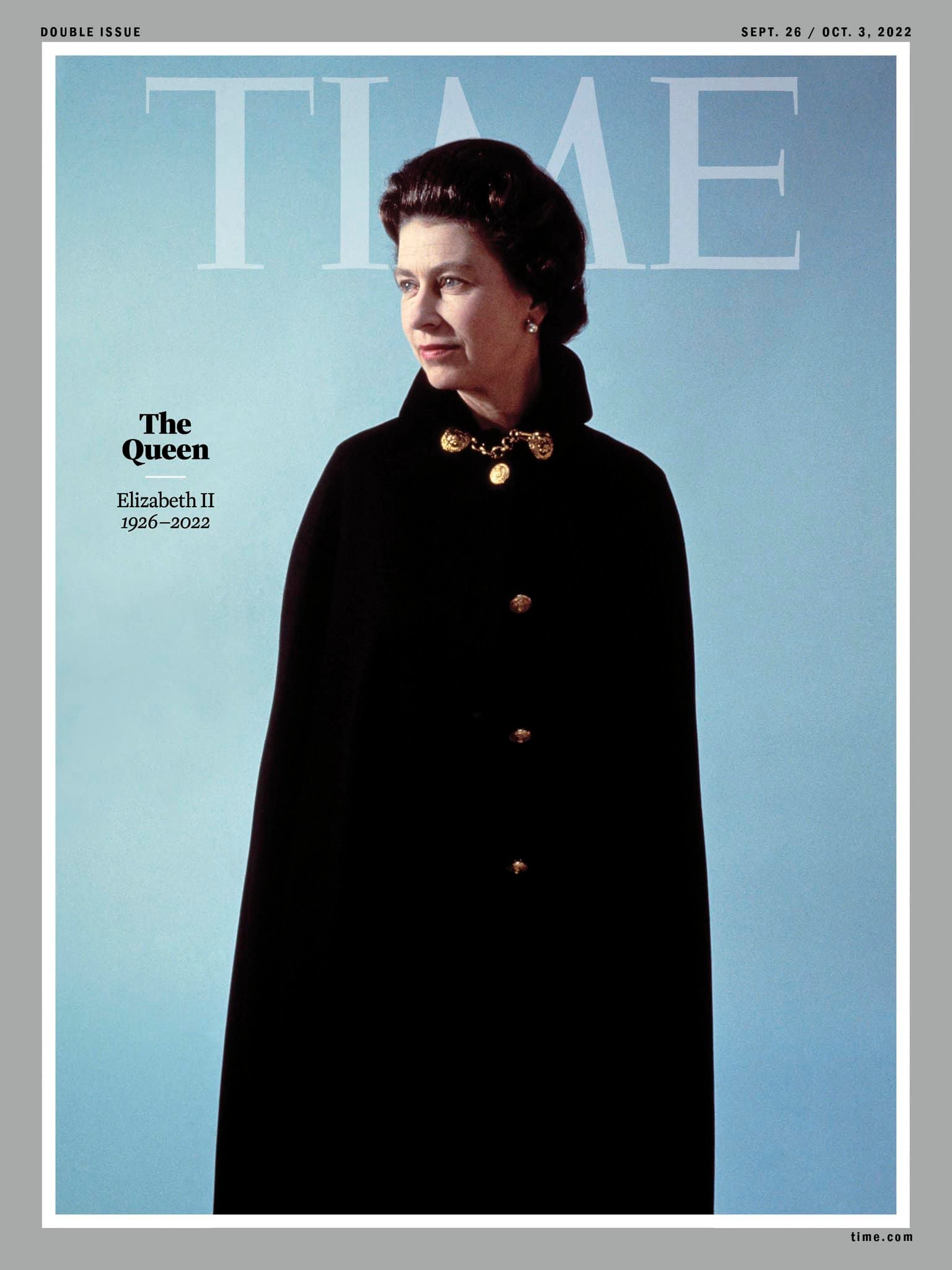 英國女王伊莉莎白二世過世，世界各大媒體報導。圖為Time雜誌封面。