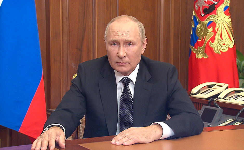 俄羅斯總統蒲亭21日宣布局動員30萬備役人員。翻攝en.kremlin.ru