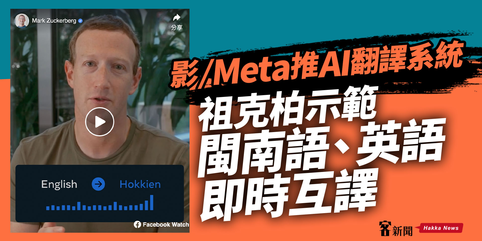 影／Meta推 AI 翻譯系統　祖克柏示範閩南語、英語即時互譯