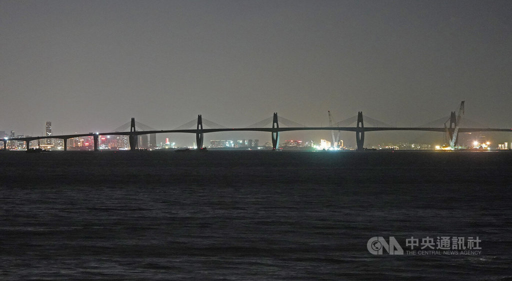 金門大橋夜景。中央社