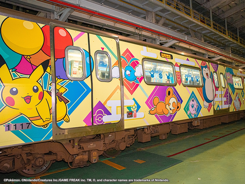 桃園捷運寶可夢列車外觀,相當可愛。桃園捷運提供