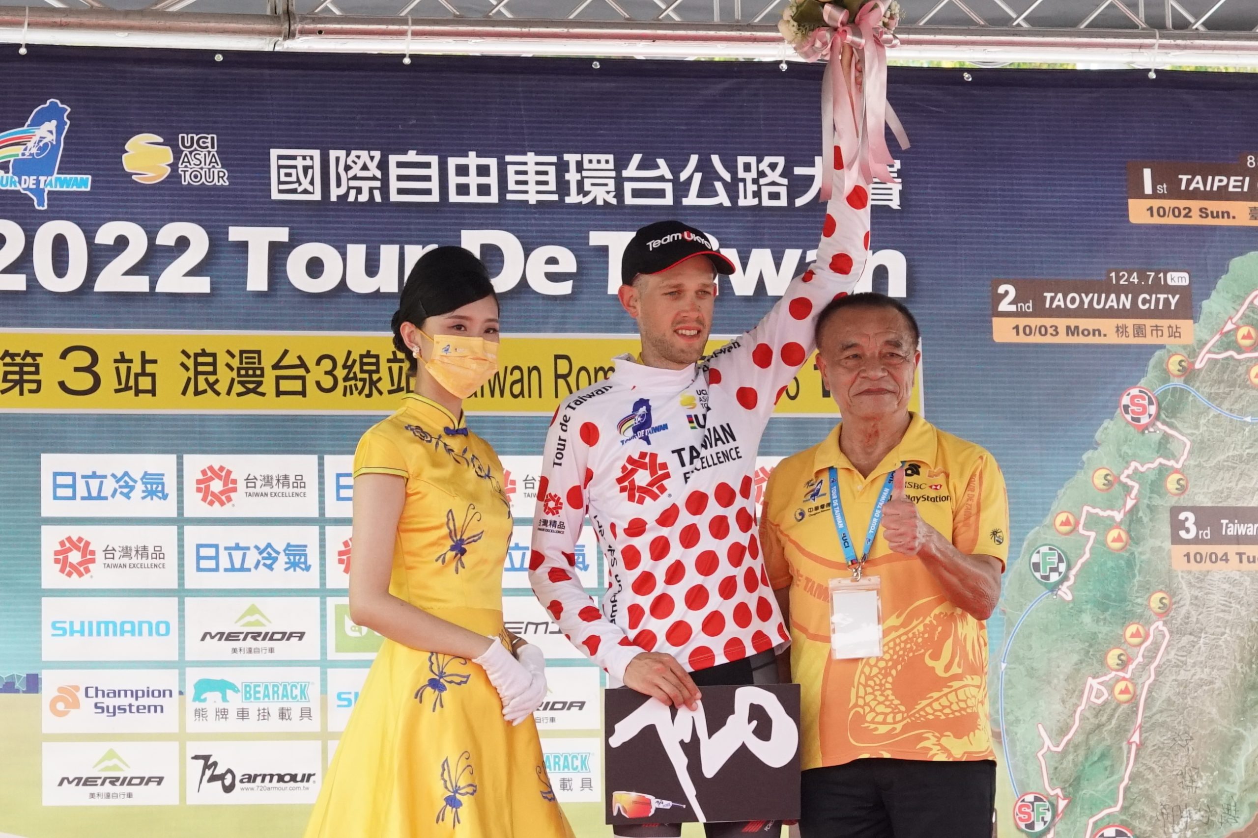 KINAN RACING TEAM日本紀南職業隊-LEBAS Thomas萊巴斯湯瑪士，拿下今天的敢鬥奬白衫。蘇佑昇攝