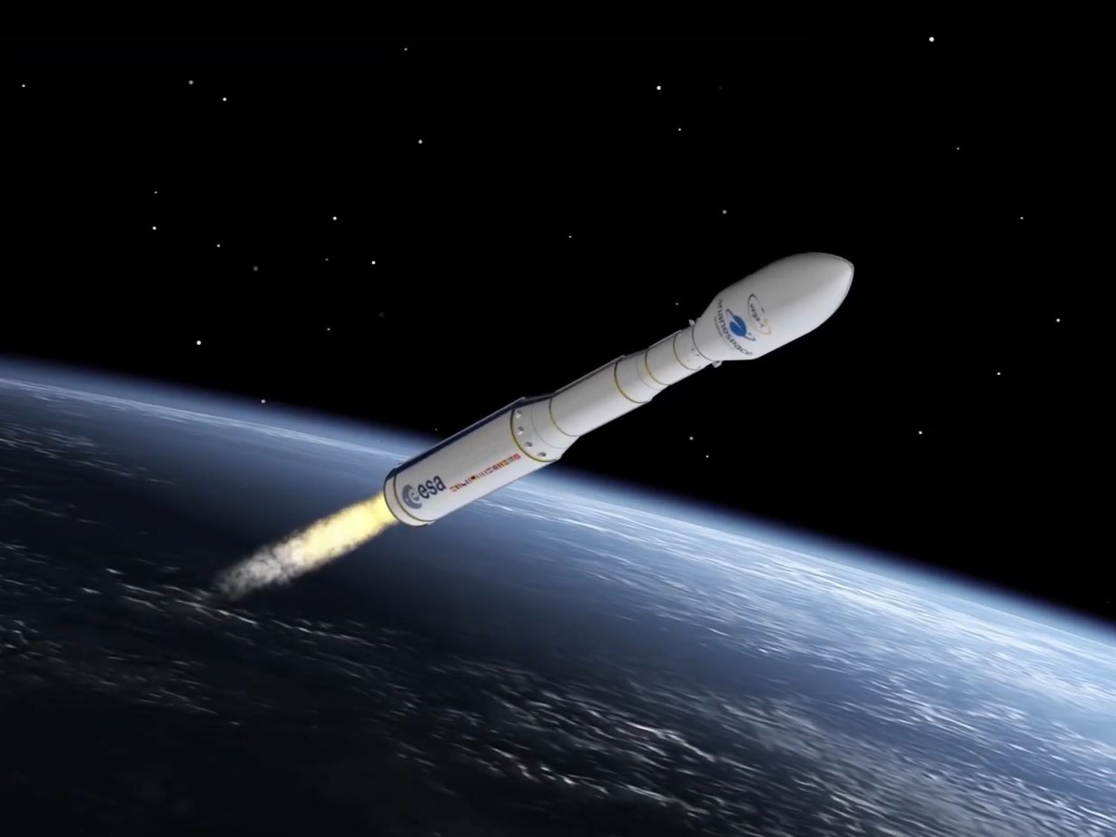 法國亞利安太空公司（Arianespace）的織女星C型（VEGA C）火箭。翻攝youtu.be/C28Ysgn0cwA