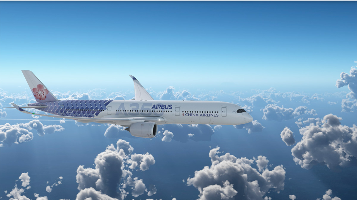 華航A350新世代客機，圖為A350空飛圖。華航資料照