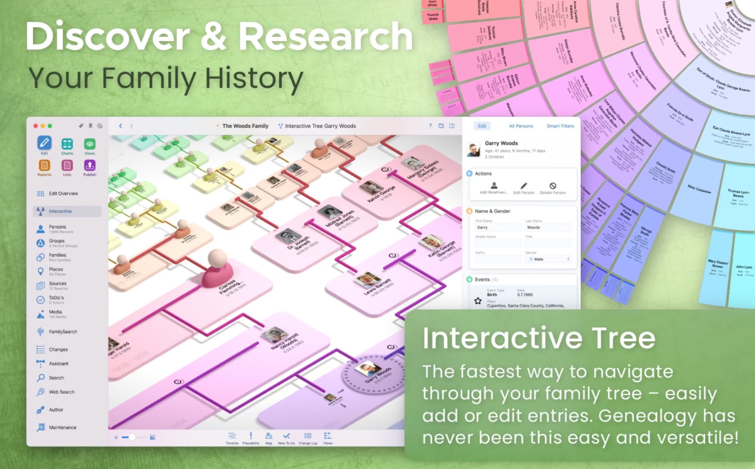 MacFamilyTree 10功能類似族譜。翻攝畫面