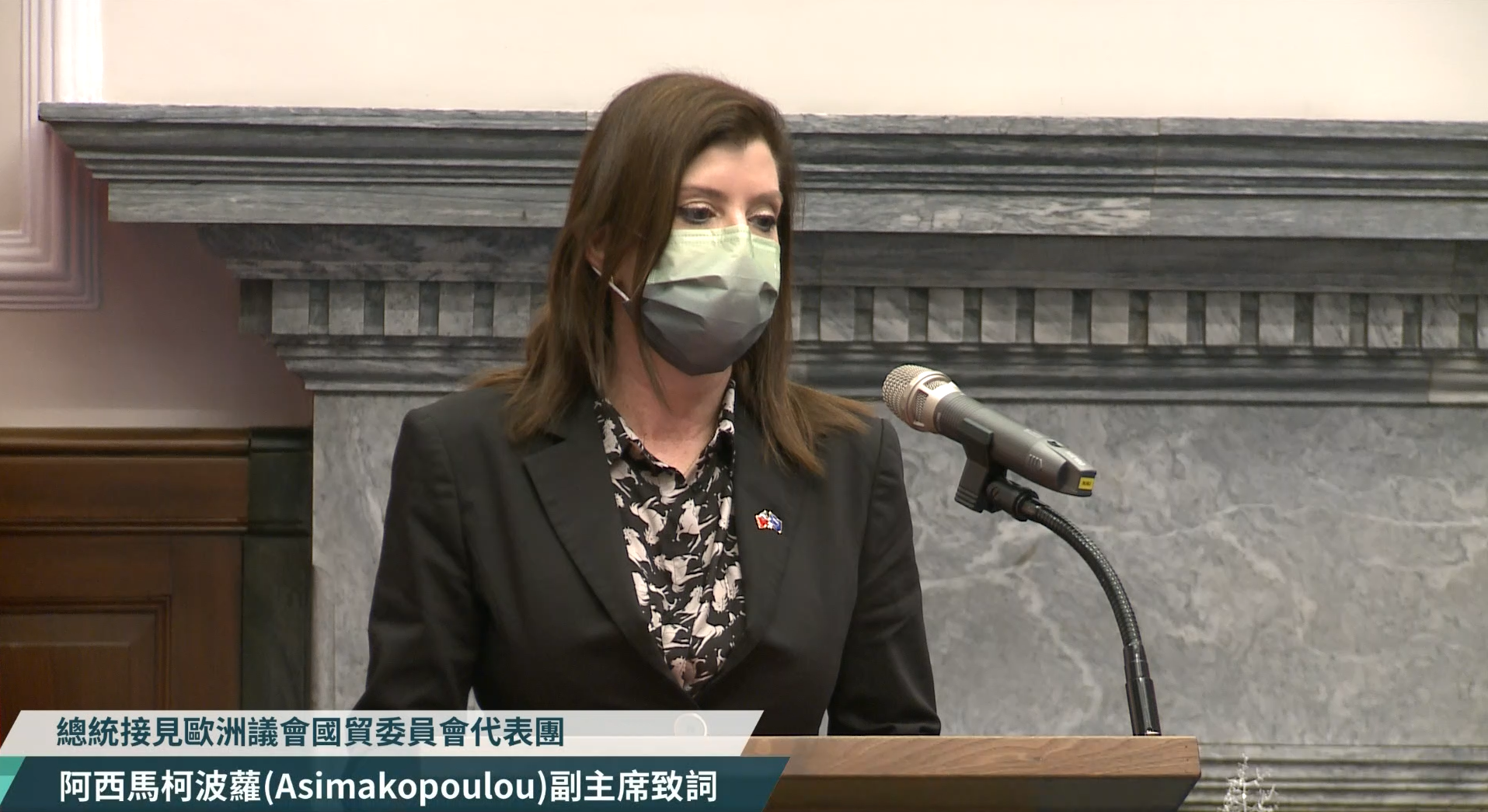 國貿委員會副主席阿西馬柯波蘿率領歐洲議會國貿委員會代表團來臺訪問。翻攝蔡英文總統臉書