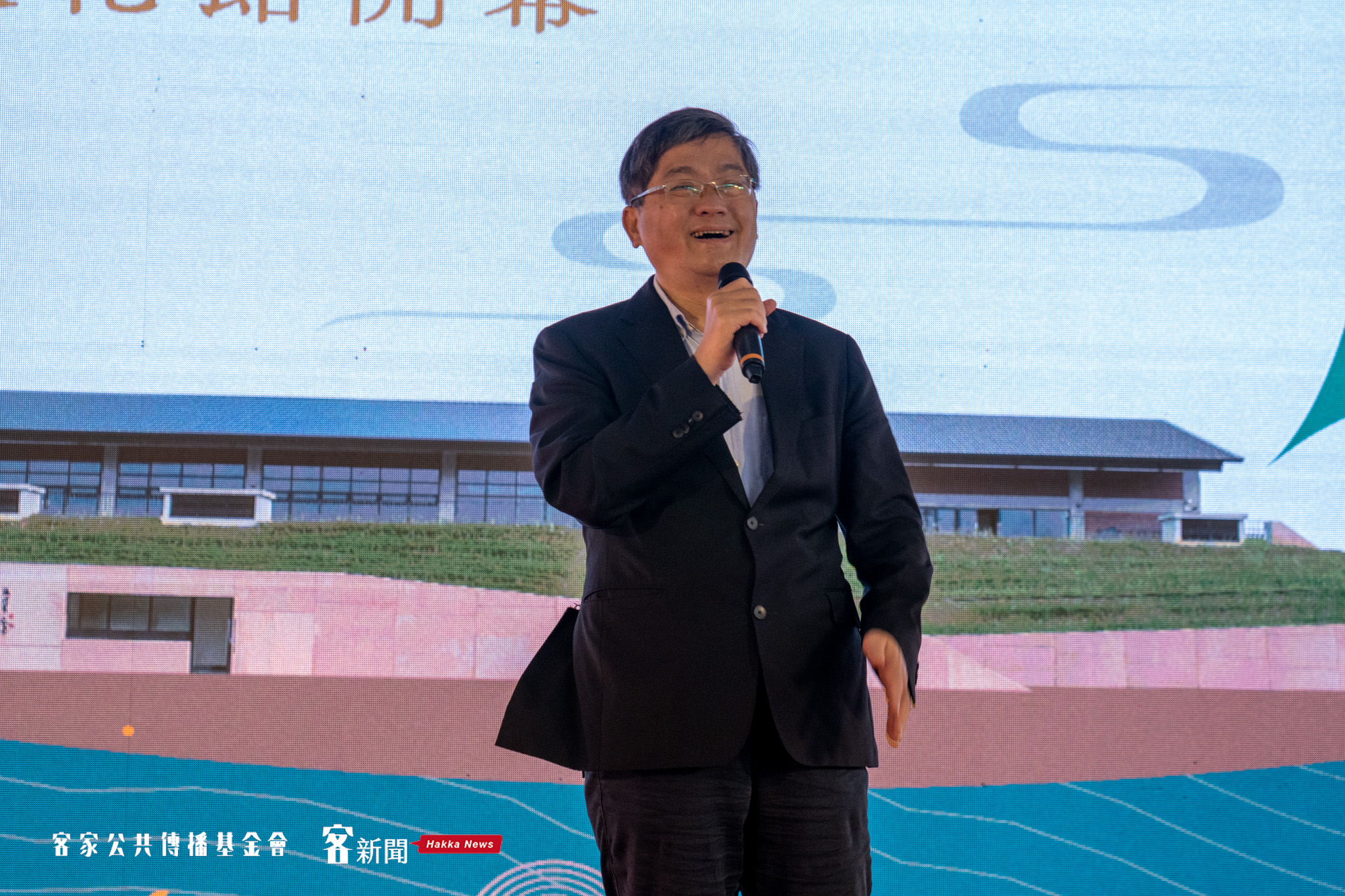 客委會主委楊長鎮今早前往桃園龍潭，參加臺灣客家茶文化館開幕式。宋佩遙攝