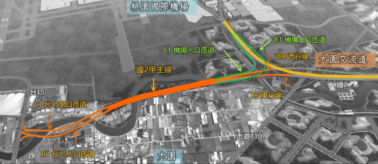國2甲線路線圖。高速公路局提供