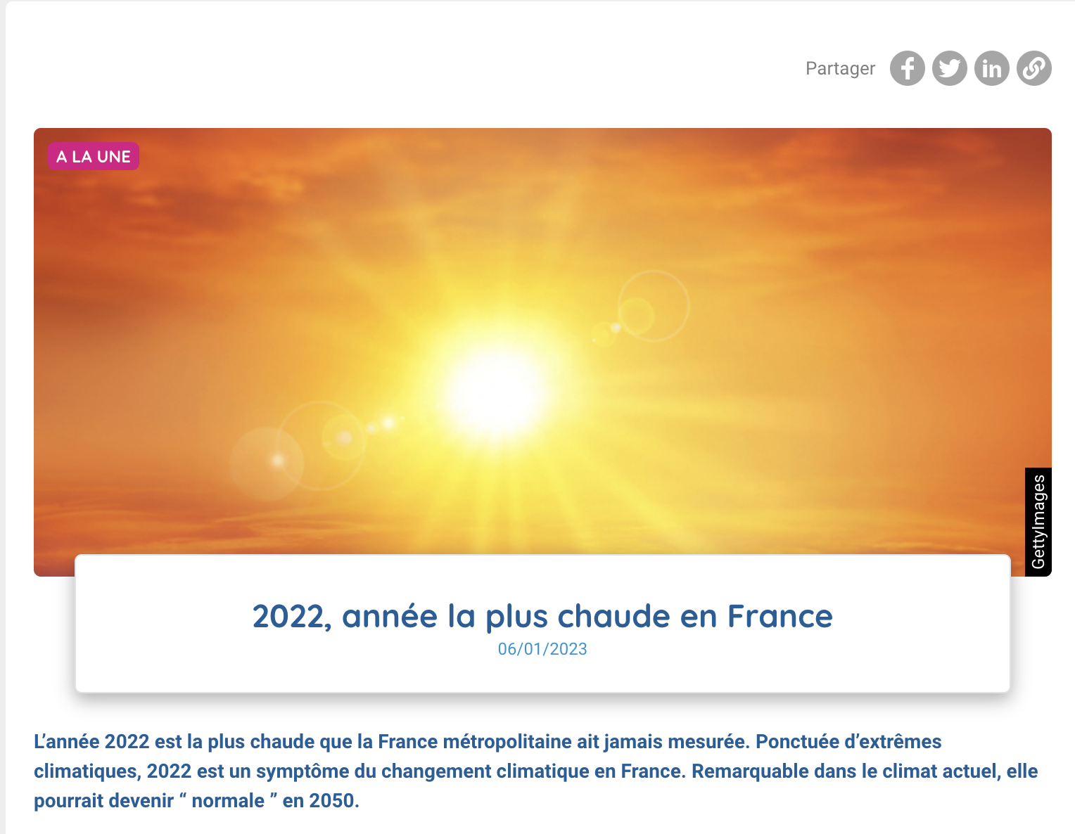 法國氣象局（Météo-France）表示2022年為法國有氣象紀錄以來最熱的一年。翻攝畫面