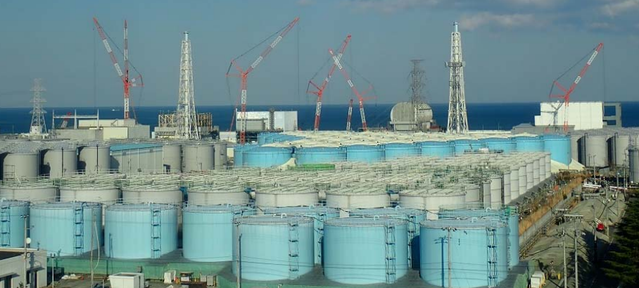 福島核電廠內的核污染水儲存槽。翻攝自《東京電力》官方網站
