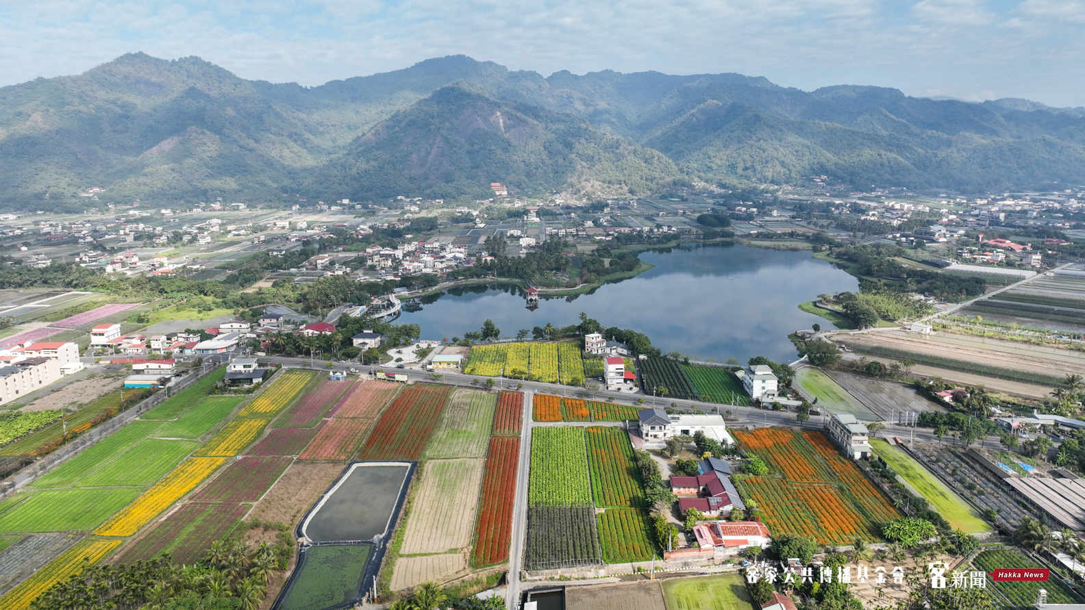 花海展區與美濃湖空拍。洪俊傑攝