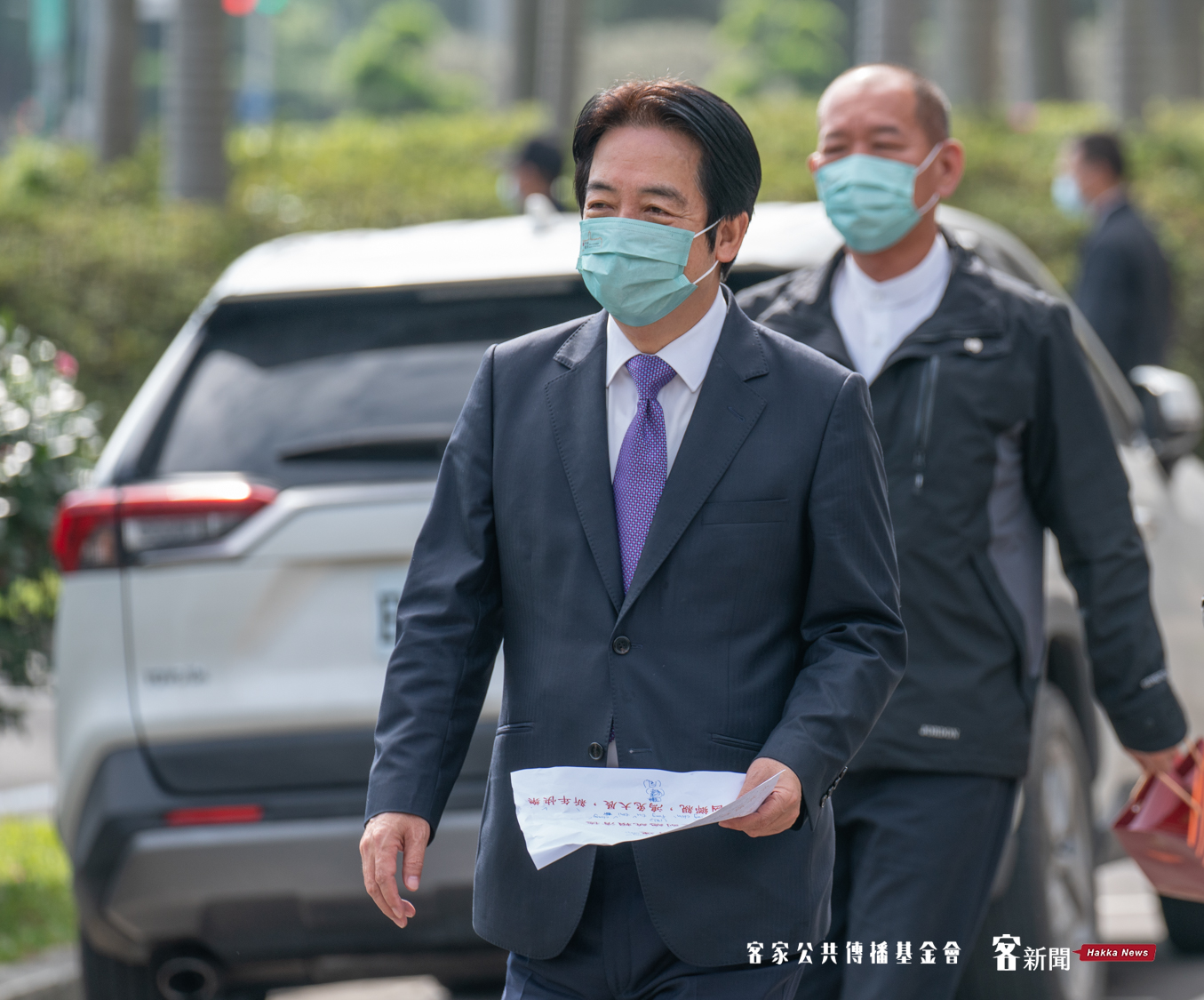 副總統賴清德從容登上講客號，錄製新春客語賀詞，向全國鄉親拜早年。范修語攝