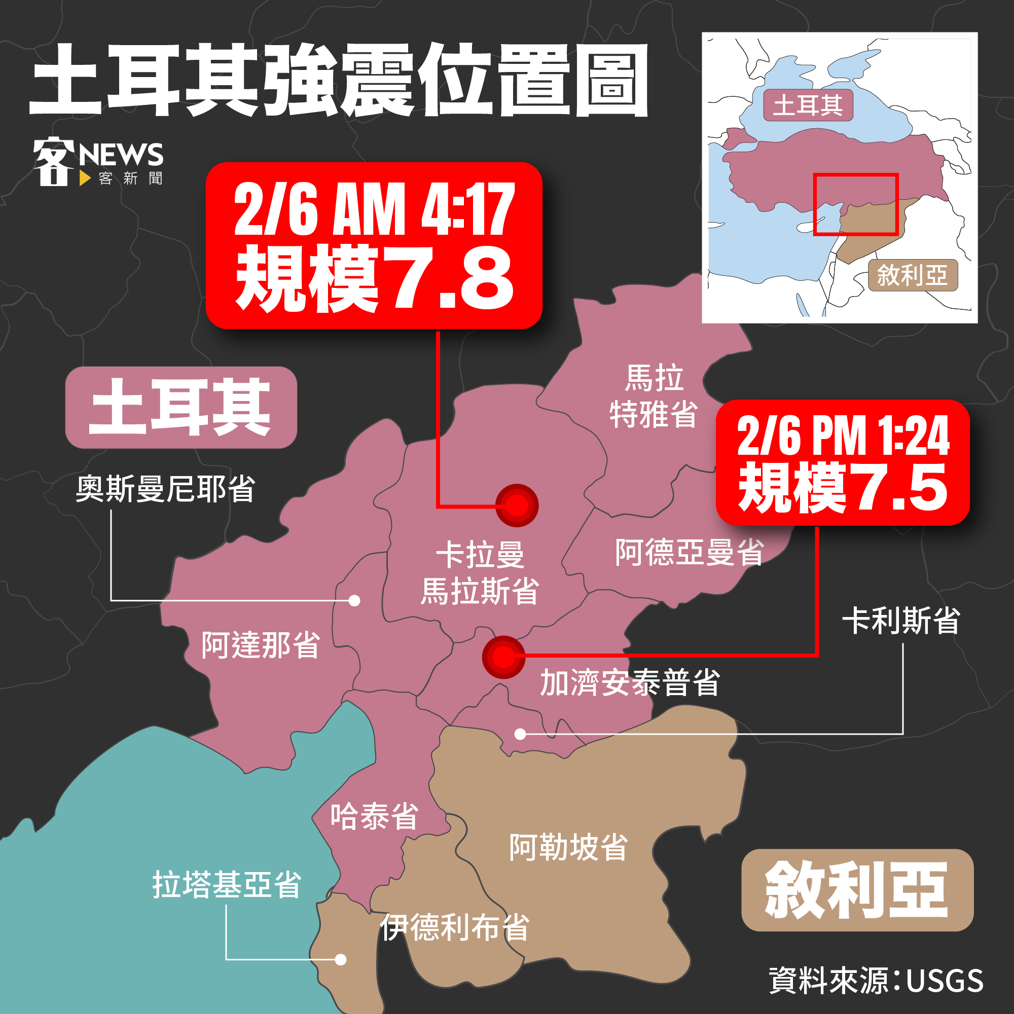 土耳其強震位置圖
