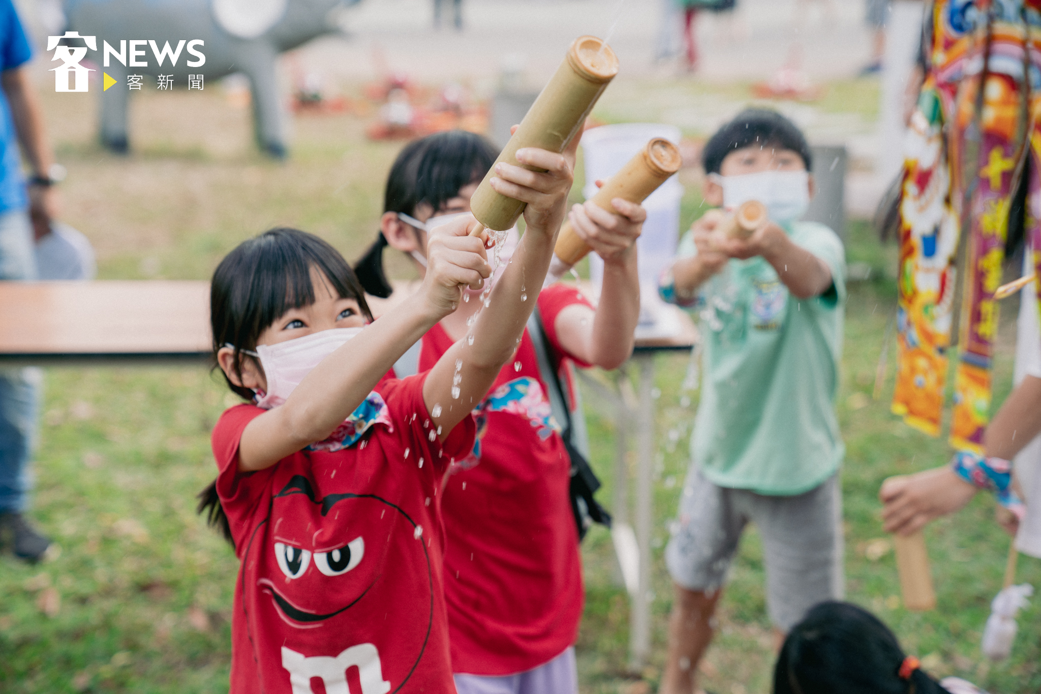 現場也有設置兒童「水槍尖炮城」。宋佩遙攝