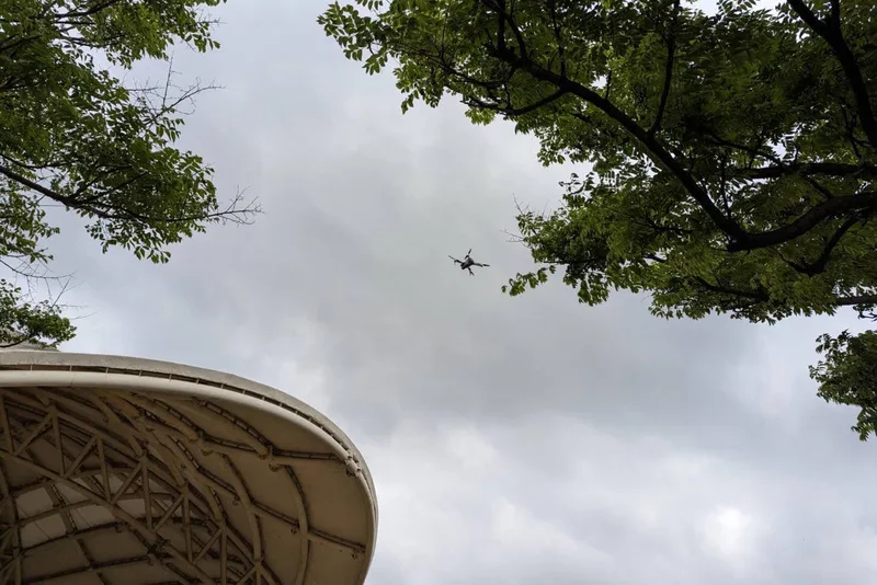 桃園市政府農業局為了圍捕狒狒，還出動空拍機作業。桃園市政府農業局提供