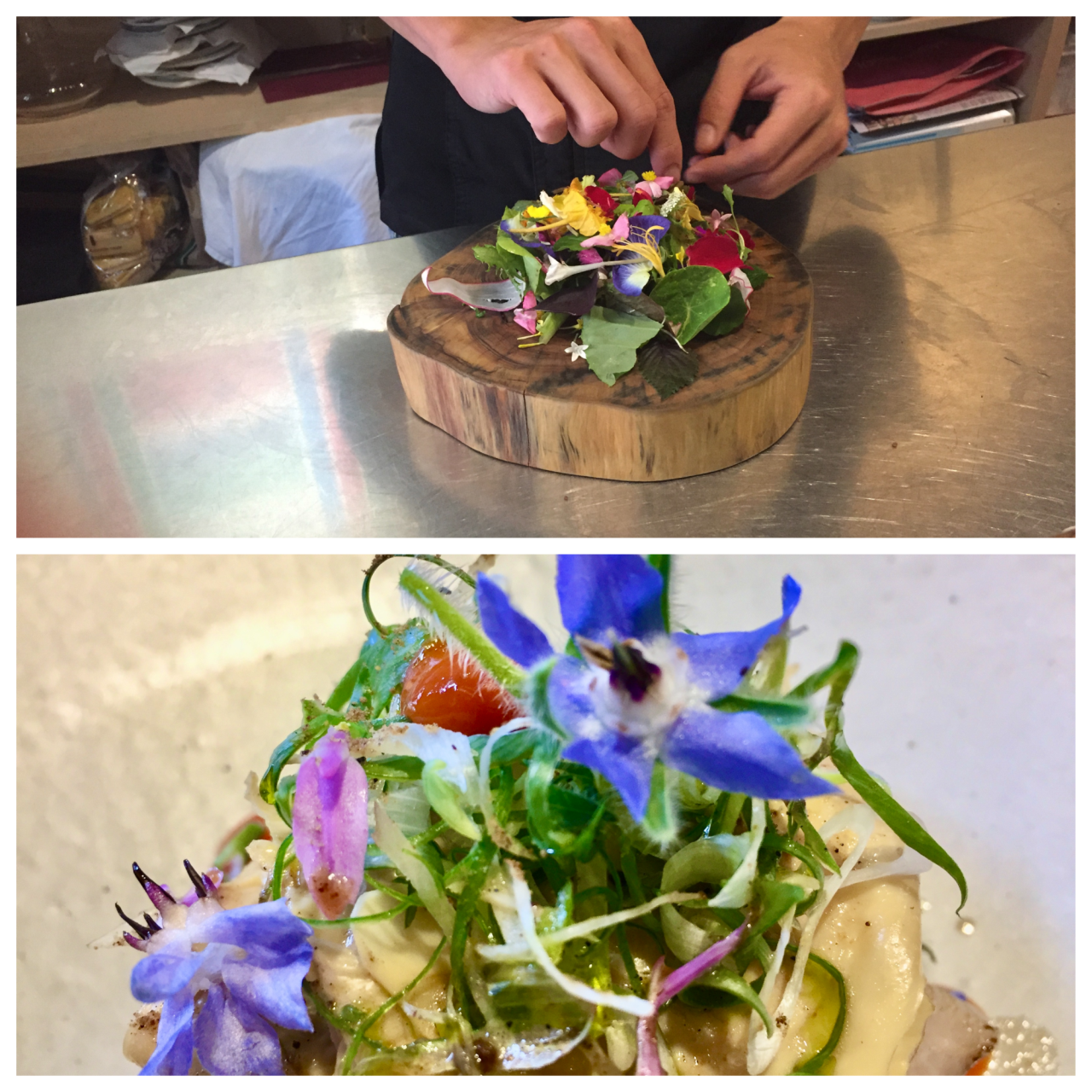 以花入菜,百花沙拉中的琉璃苣花。作者提供