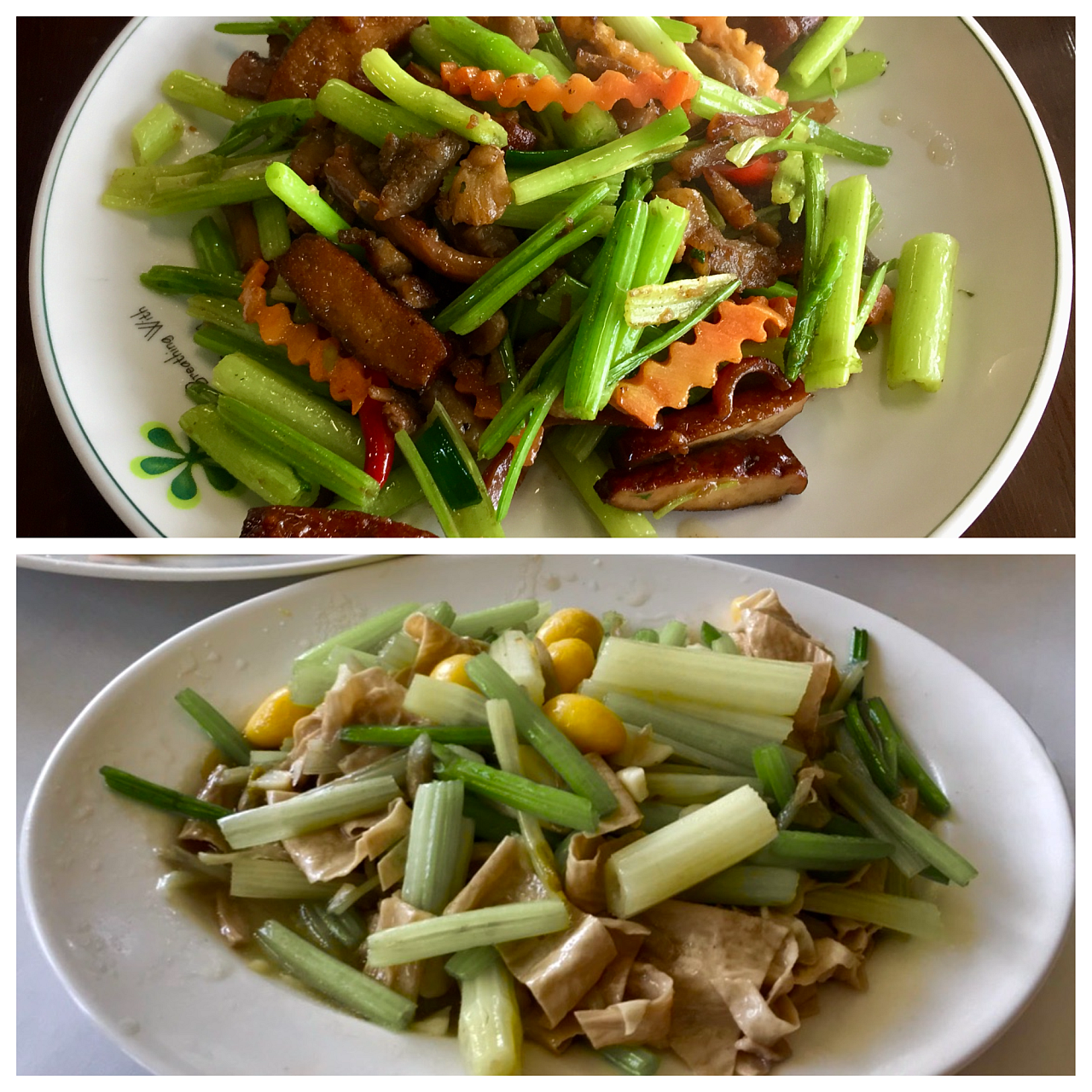 不管是素的還是葷的客家小炒，都有人喜歡用芹菜。作者提供
