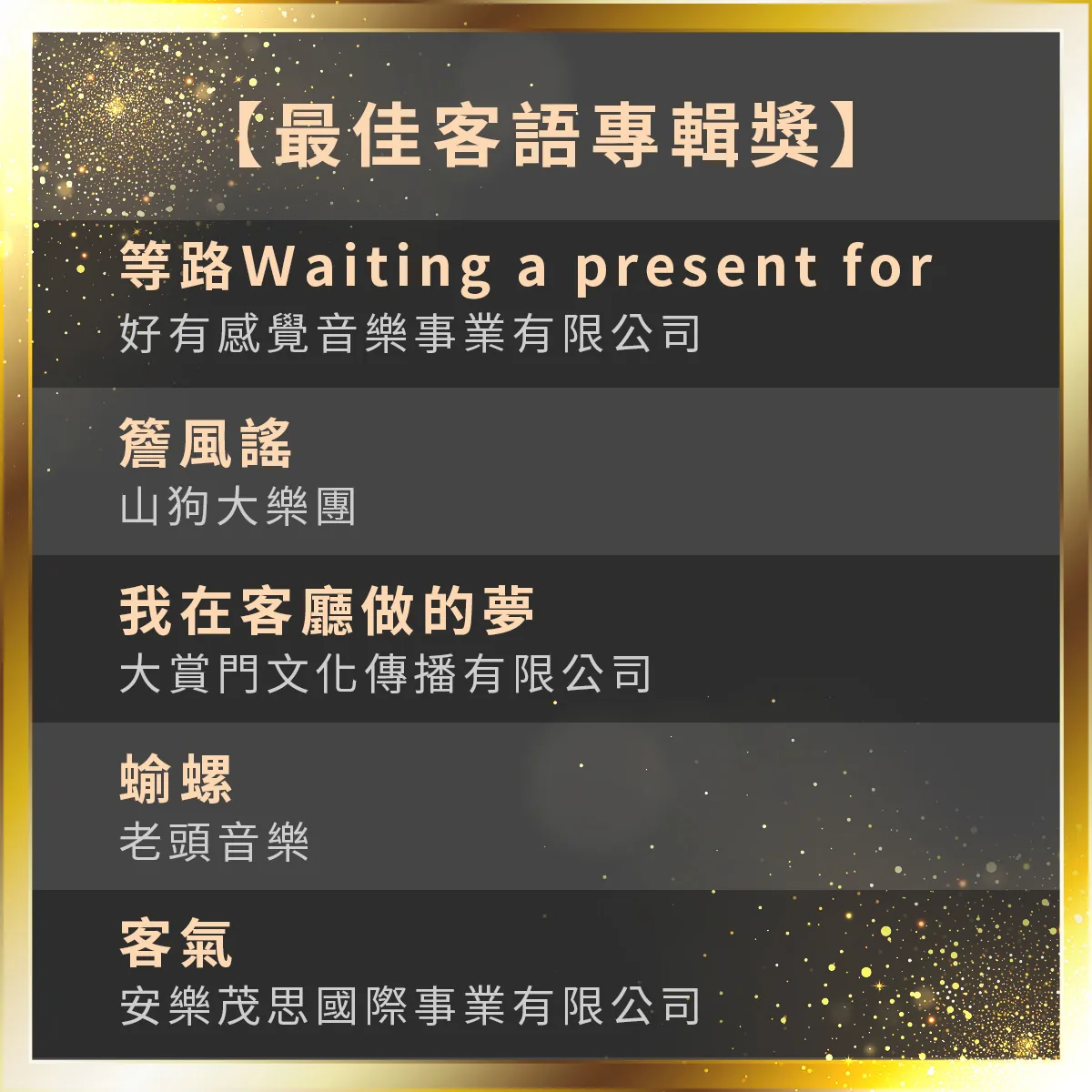 最佳客語專輯獎