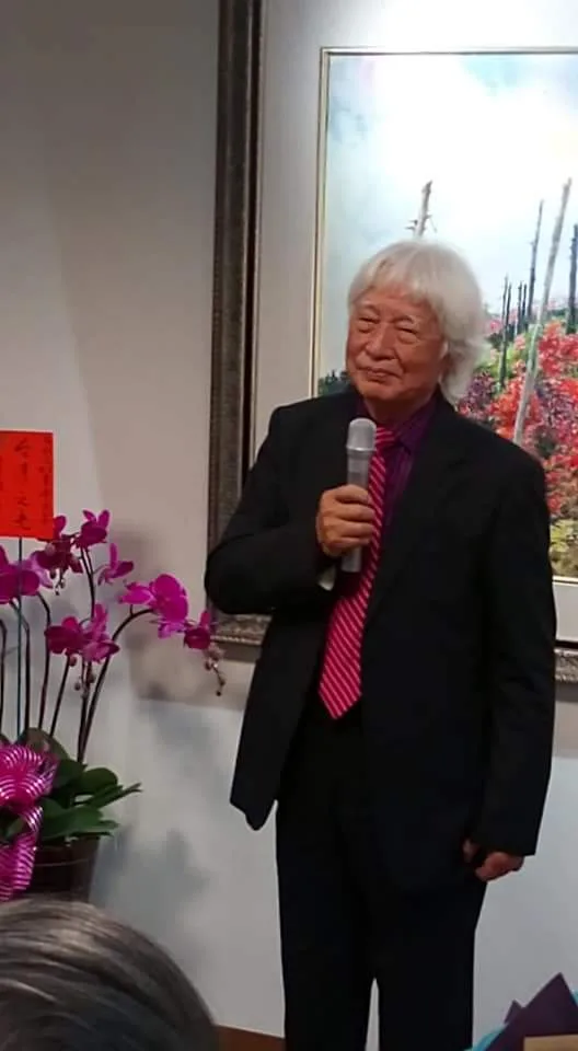 張秋臺4年前在公館福基老家成立「秋翰藝臺」畫廊時致詞。何來美攝