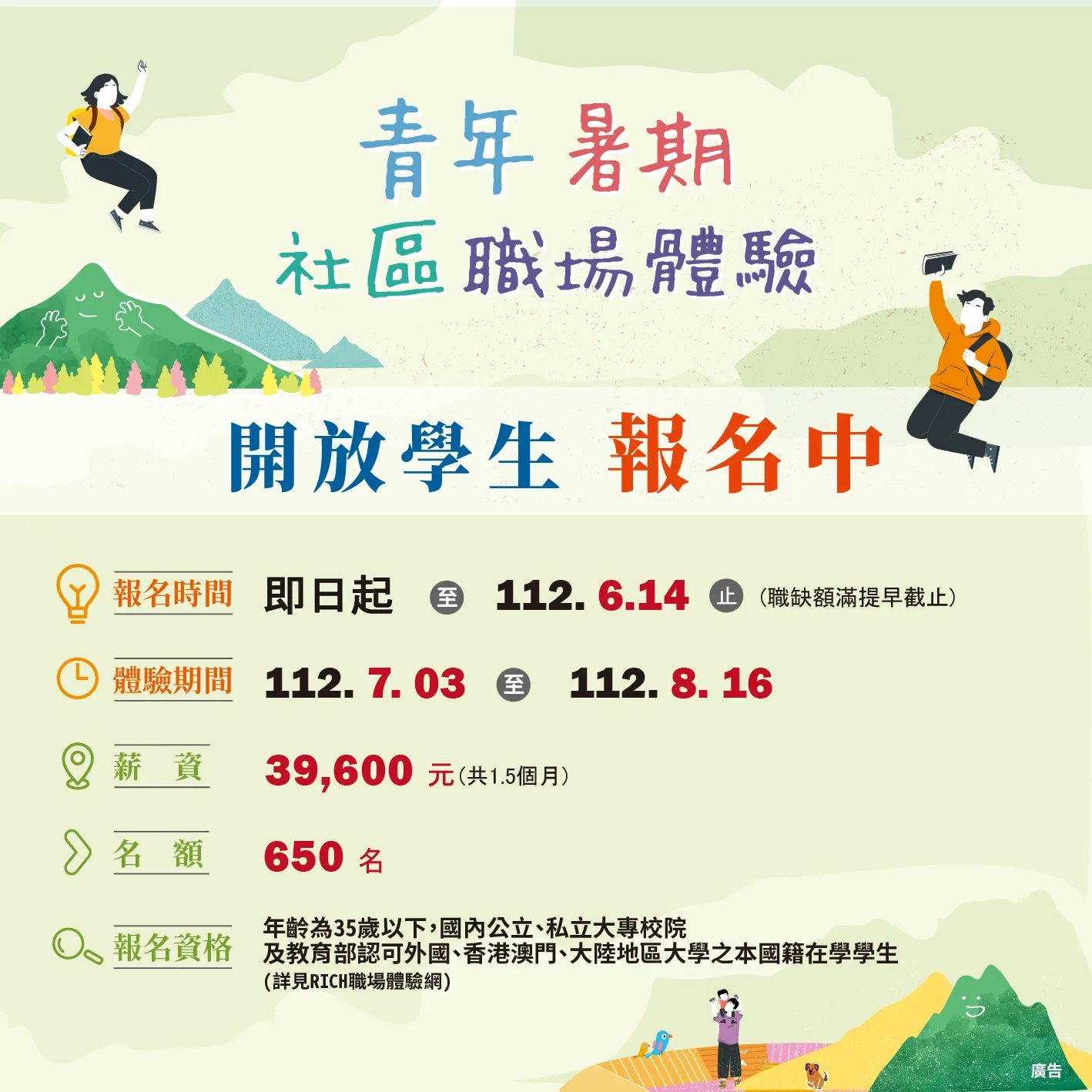 青年署推暑期社區職場有薪體驗　1.5個月賺3.9萬