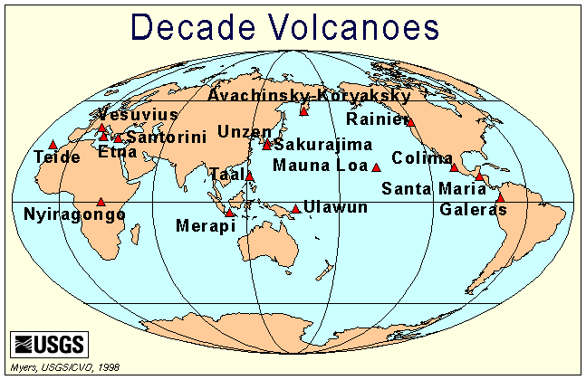 全球16座「10年火山」分布。翻攝自《USGS》官網