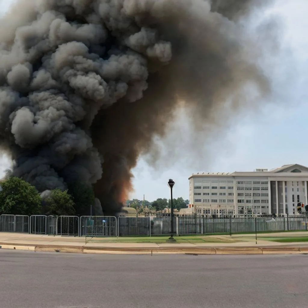 社群上被廣傳的「五角大廈爆炸」假照片。翻攝自US Civil Defense News《推特》