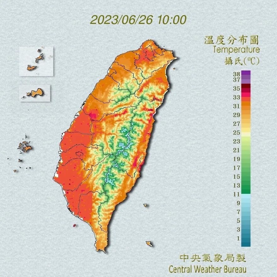 各地高溫上看35度　午後西半部東北部防雷陣雨