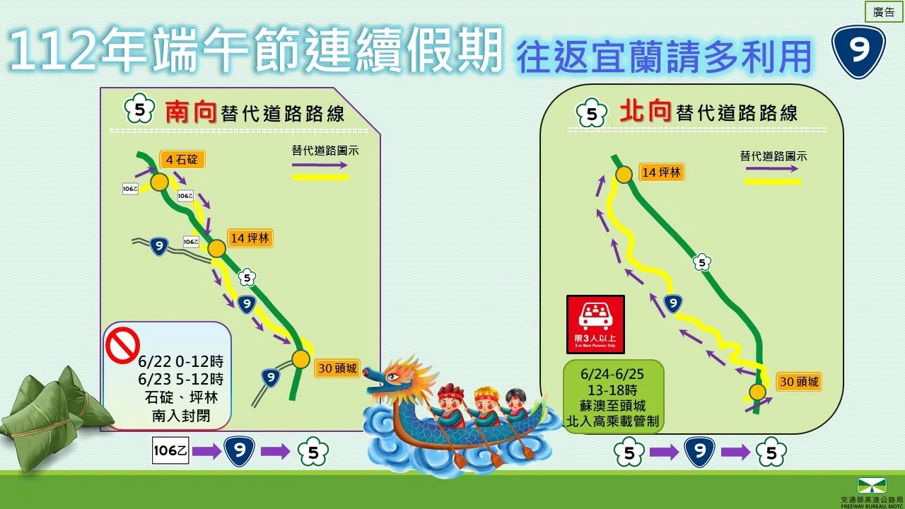 端午連假前夕國道路況　國5往宜花估22日深夜前易壅塞