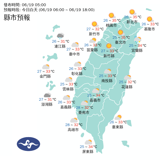 各地多雲到晴北北基高溫逾36度　東南部恐有焚風