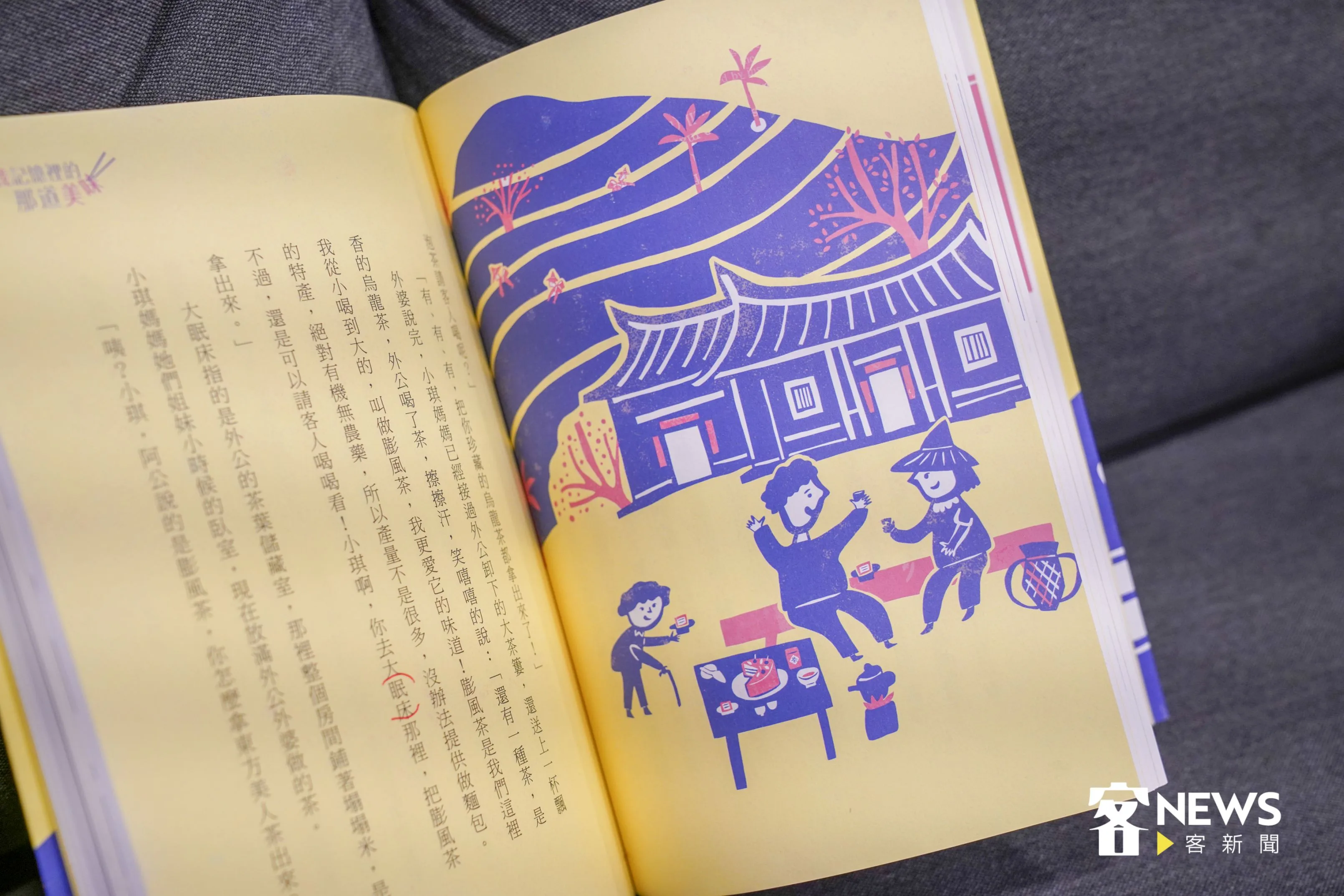 書中的文字，陳素宜很自然的將客語文字寫入文中，例紅筆括號處「眠床」。洪俊傑攝
