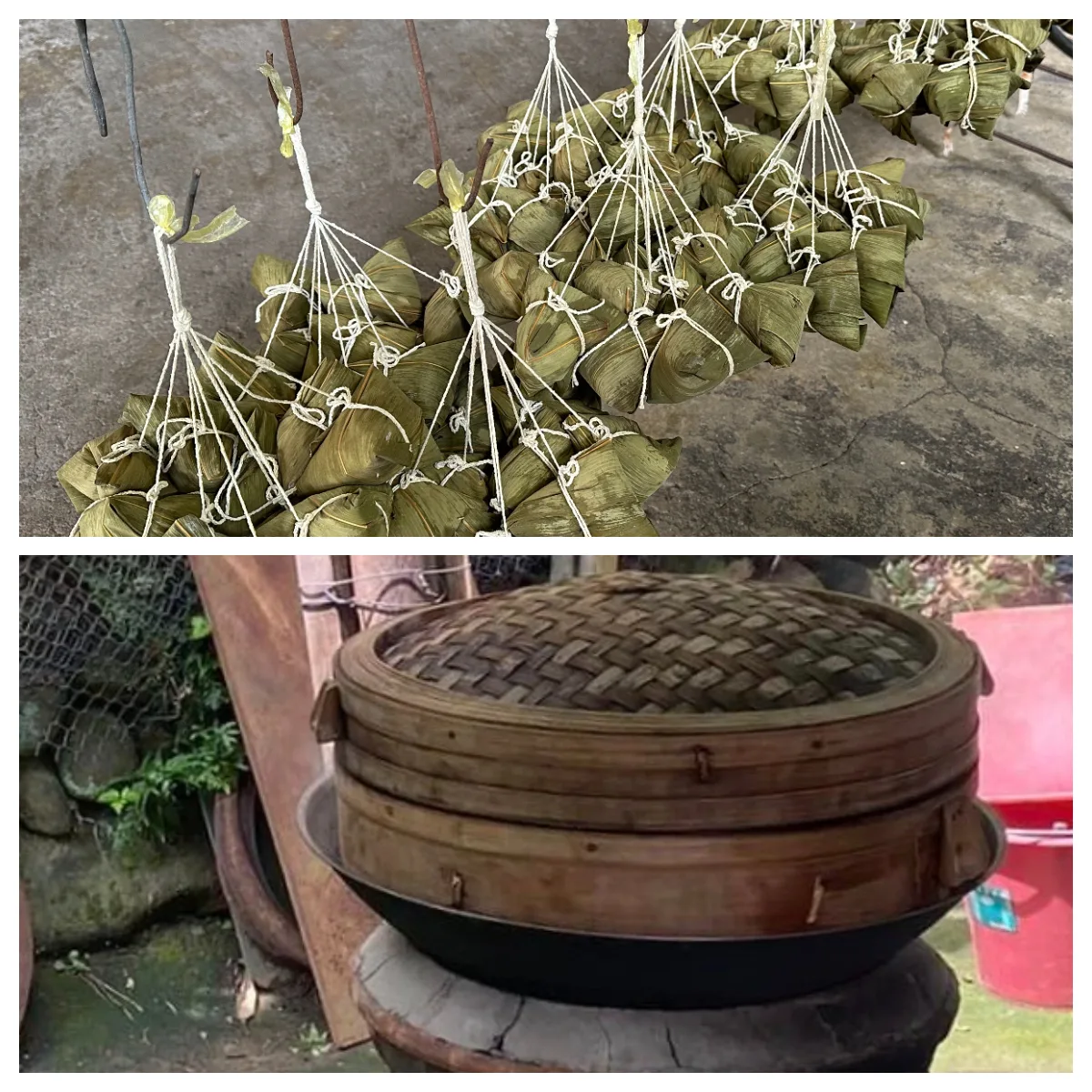 五月節的客家粽是用蒸的方式悶熟,有別於南部的水煮粽。蕭秀琴提供