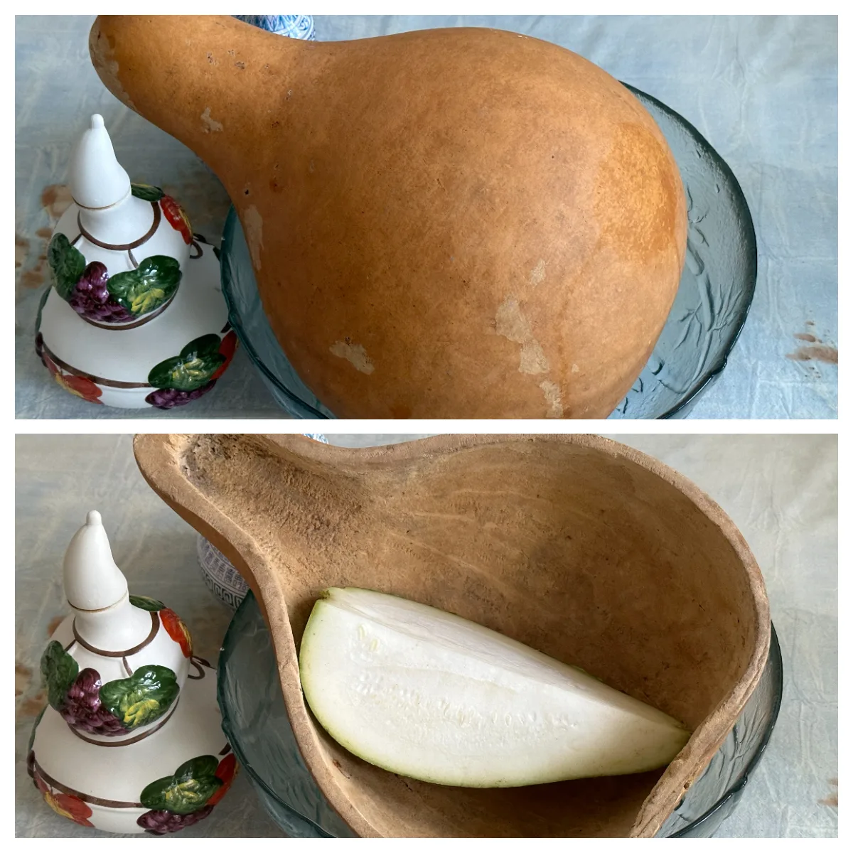 刻意留下來當作勺嫲（shogˋma）的老熟瓠瓜，稱作瓠杓（pu shogˋ）。蕭秀琴提供