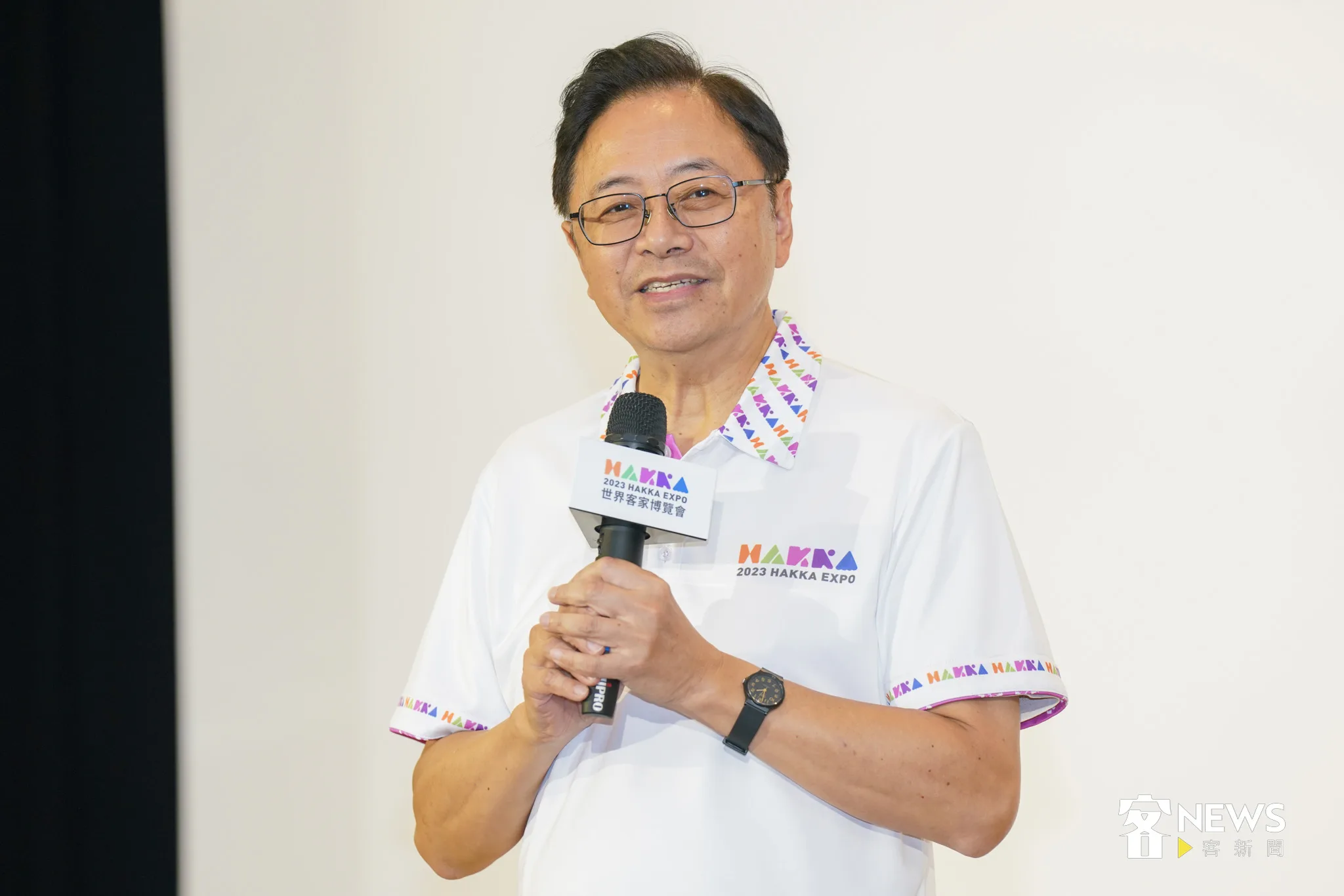 桃園市長張善政說,大家可以在世客博看到豐富的客家題材,是接觸客家發展背景的好機會。宋佩遙攝