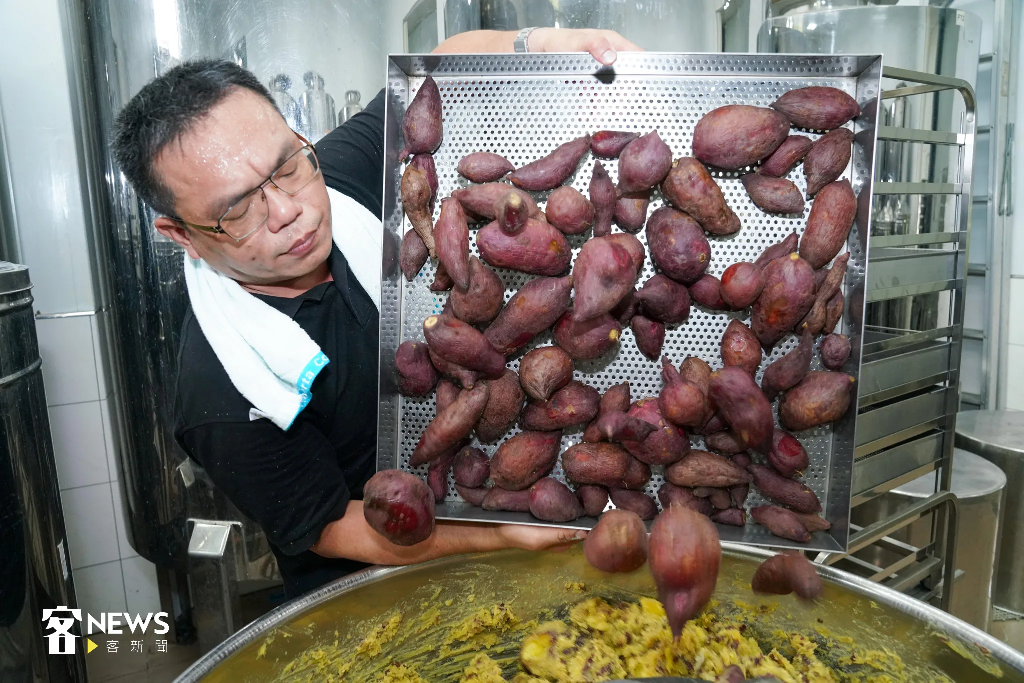 釀酒師羅己能每天都在地瓜相處。宋佩遙攝。
