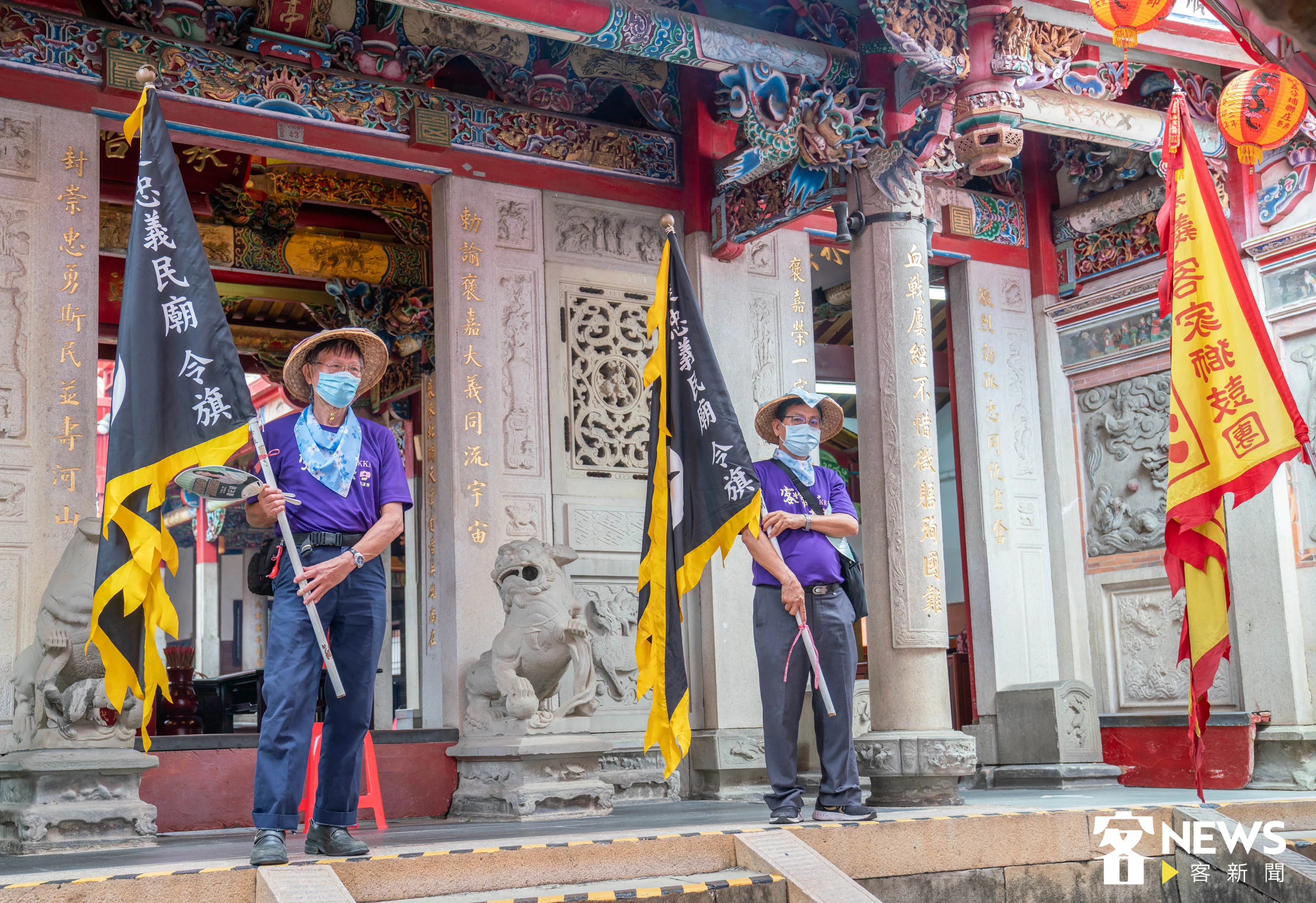 嘉義客家獅鼓團在祭典結束後，也在廣場上演一段精彩的舞獅陣。洪俊傑攝